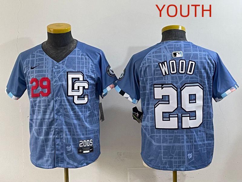 Youth 2025 Washington Nationals #29 Wood Blue Joint Name Nike MLB Jersey style 3->youth mlb jersey->Youth Jersey